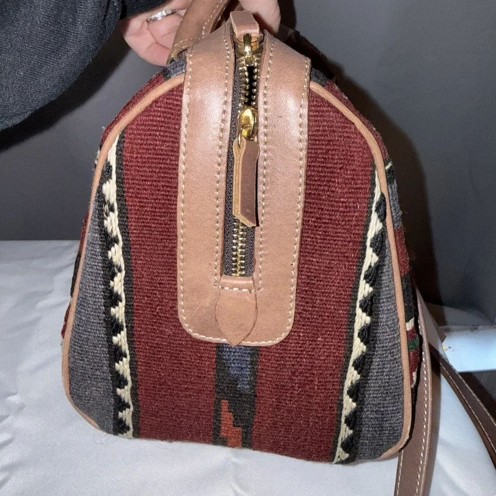 Vtg Yun Art Crossbody Bag Purse Wool Leather Handmade In Turkey Western Native